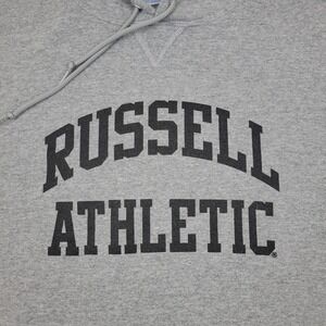 Russell Athletic Pullover Hoodie Gray Mens XL‎ Spellout Poly Cotton Blend